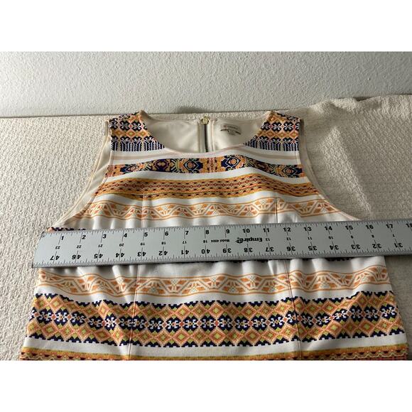 Daniel Cremieux Women's 4 Sleeveless Orange Blue Dress Patterned Polyester Blend - Picture 5 of 14